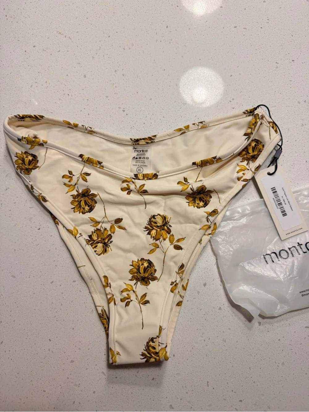 Montce Swim Gold Filigree Lulu Bikini Bottom Size XL NWT